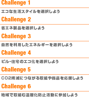 チャレンジ25キャンペーンの6つのチャレンジ項目