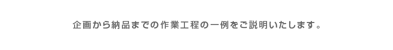 企画から納品までの作業工程の一例をご説明いたします。